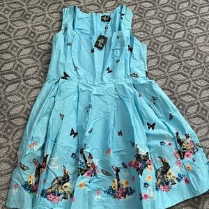Hell Bunny Light Blue Floral, Easter, and Butterfly Dress